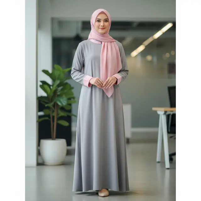 Outfit Minimalis Gamis untuk ke Kantor dan Acara Santai (Image by Gemini AI)