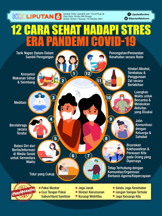 Infografis 12 Cara Sehat Hadapi Stres Era Pandemi Covid-19