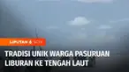 Warga pesisir Pasuruan, Jawa Timur, punya cara unik untuk menyenangkan hati keluarga mereka yang pulang kampung. Warga ramai-ramai mengajak sanak saudara yang balik merantau jalan-jalan ke tengah laut menggunakan kapal nelayan.