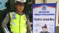 Spanduk kocak Polres Pekalongan untuk menghibur warga. Foto: (Fajar Eko Nugroho/Liputan6.com)