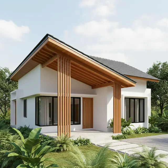 Rumah 6x12 dengan Kanopi Kayu (Foto: Gemini AI)