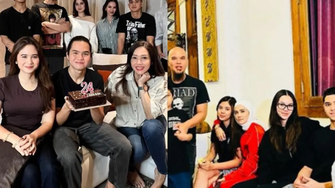 Maia Estianty dan Mulan Jameela saat Kejutan Ulang Tahun Al Ghazali dan Dul Jaelani