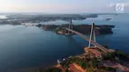 Foto udara pemandangan dari jembatan Barelang di Batam, Kepulauan Riau, Senin (7/5). Barelang merupakan singkatan dari BAtam, REmpang, dan gaLANG. (Liputan6.com/Arya Manggala)