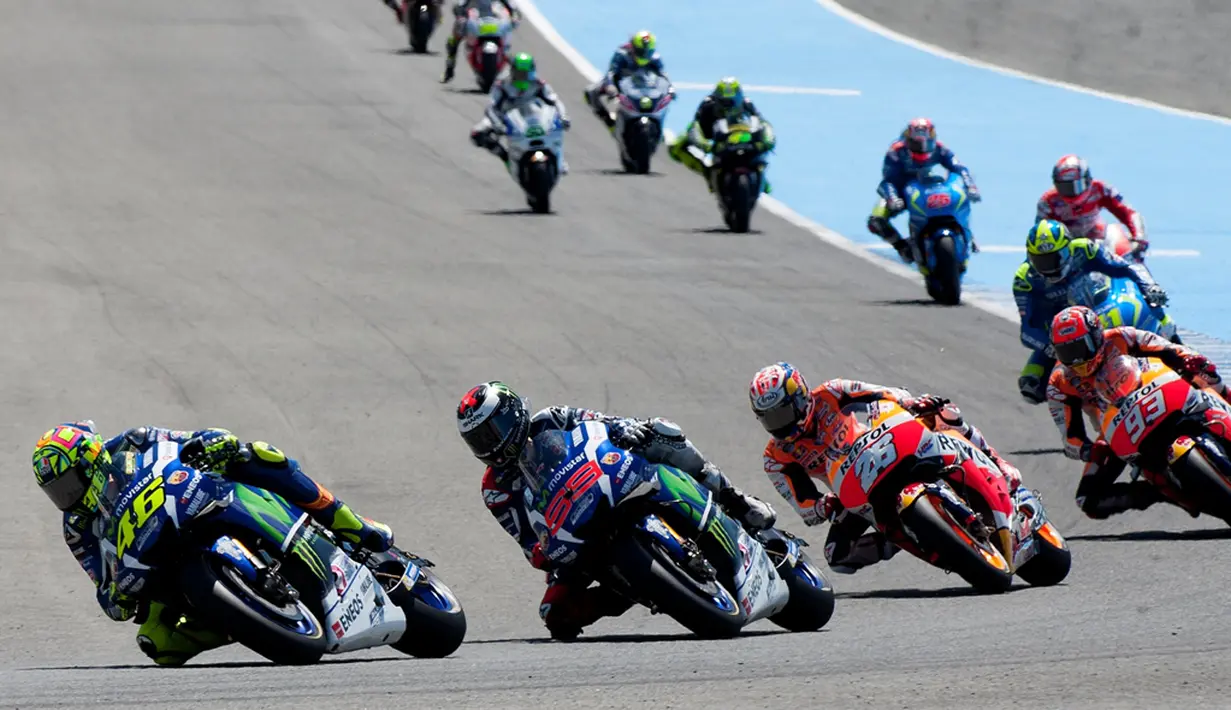 Suasana balapan MotoGP Jerez di Sirkuit Jerez, Spanyol, Minggu (24/4/2016). (AFP/Jorge Guerrero)