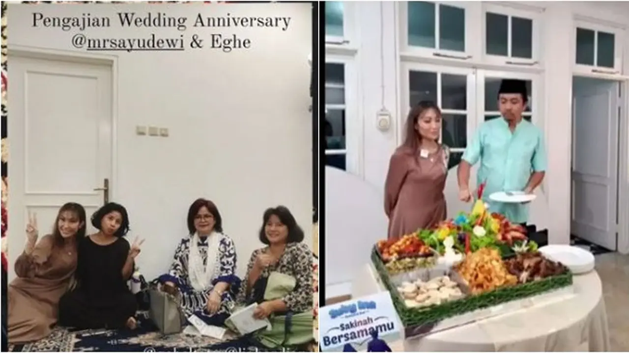 6 Potret Tasyakuran 10 Tahun Anniversary Pernikahan Ayu Dewi, Gelar Pengajian
