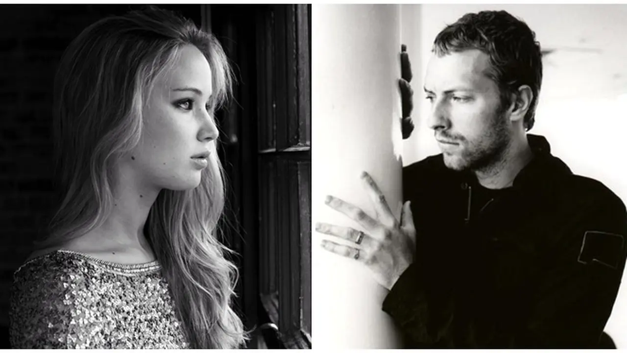 Ilustrasi Chris Martin dan Jennifer Lawrence sedang CLBK