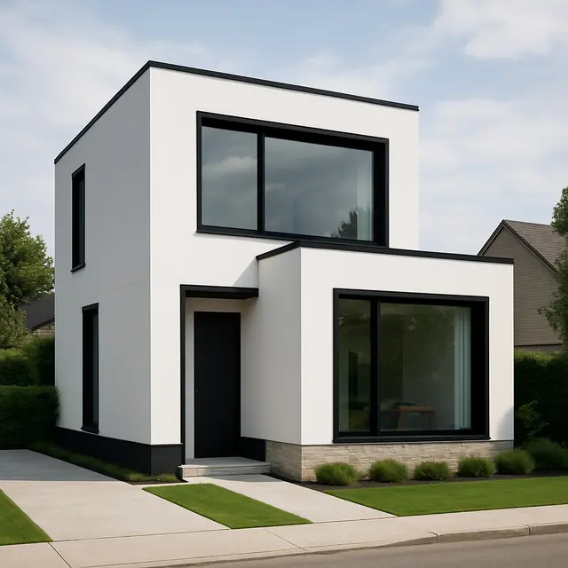 Rumah Minimalis Putih dengan List Hitam