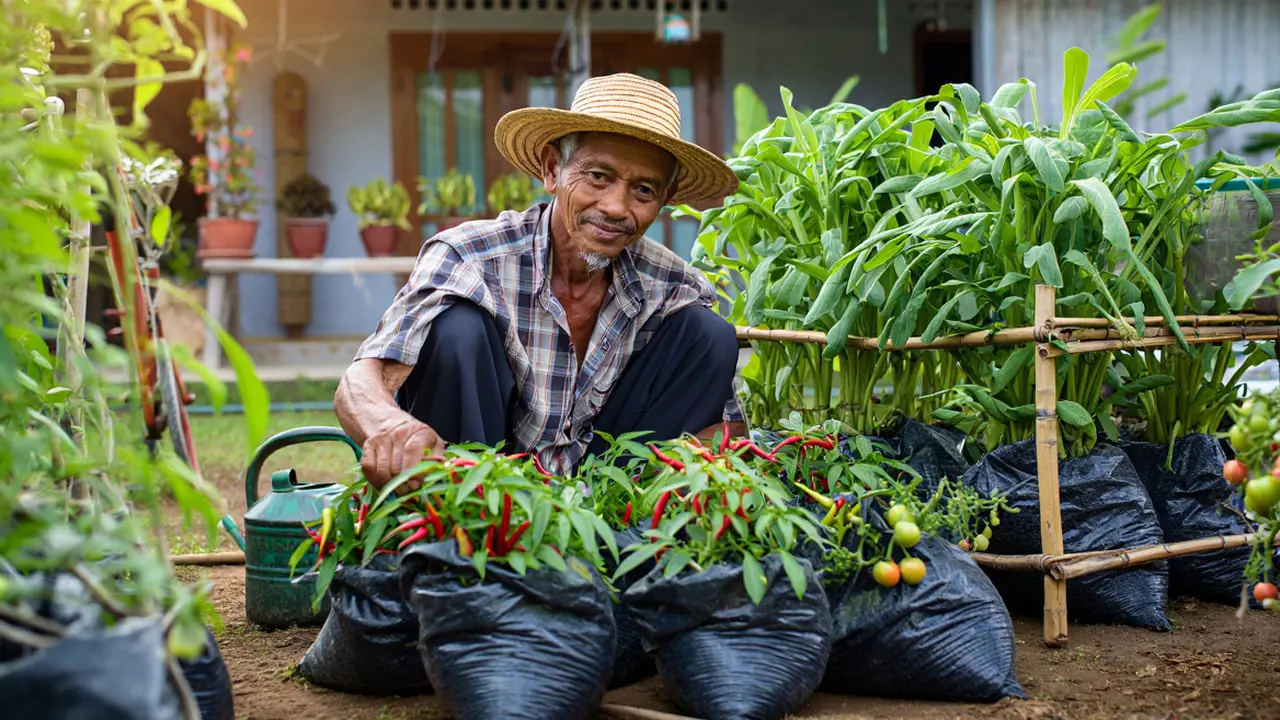 Ide Kebun Sayur untuk Bapak-Bapak Pensiunan (AI)