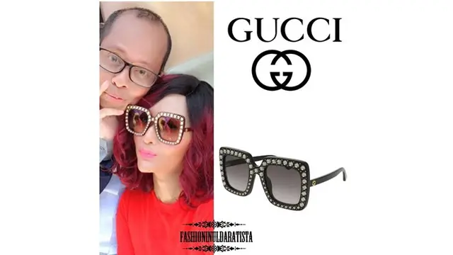 Inul kerap menggunakan kacamata berbagai model. Seperti yang ini dari merek Gucci yang ditaksir harga Rp 13,1 juta.