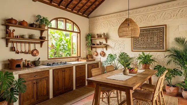 Desain Dapur dan Area Cuci dengan Material Batu Alam