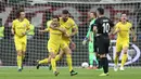 Selebrasi Pedro Rodgriguez usa mencetak gol pada leg 1, semifinal Liga Europa yang berlangsung di Stadion Commerzbank Arena, Frankfurt, Jumat (3/5). Chelsea imbang 1-1 kontra Eintracht Frankfurt. (AFP/Daniel Roland)