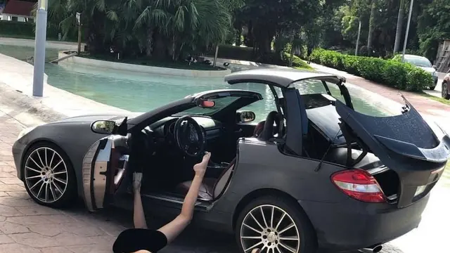 pose jatuh tersungkur dari mobil (foto: Instagram/@fallingstarschallenge)
