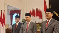 Wakil Menteri Pertanian (Wamentan) Sudaryono (Kanan) usai menghadiri acara pelantikan di Istana Kepresidenan Jakarta, Kamis (18/7/2024). (Liputan6.com/Lizsa Egeham)