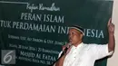 Ust. Jumu Tuani mantan Panglima Operasi Pusat Komando Jihad Maluku memberikan pemaparan saat kajian "Peran Islam untuk Perdamaian Indonesia, Jakarta, Selasa (28/6). (Liputan6.com/Helmi Afandi)