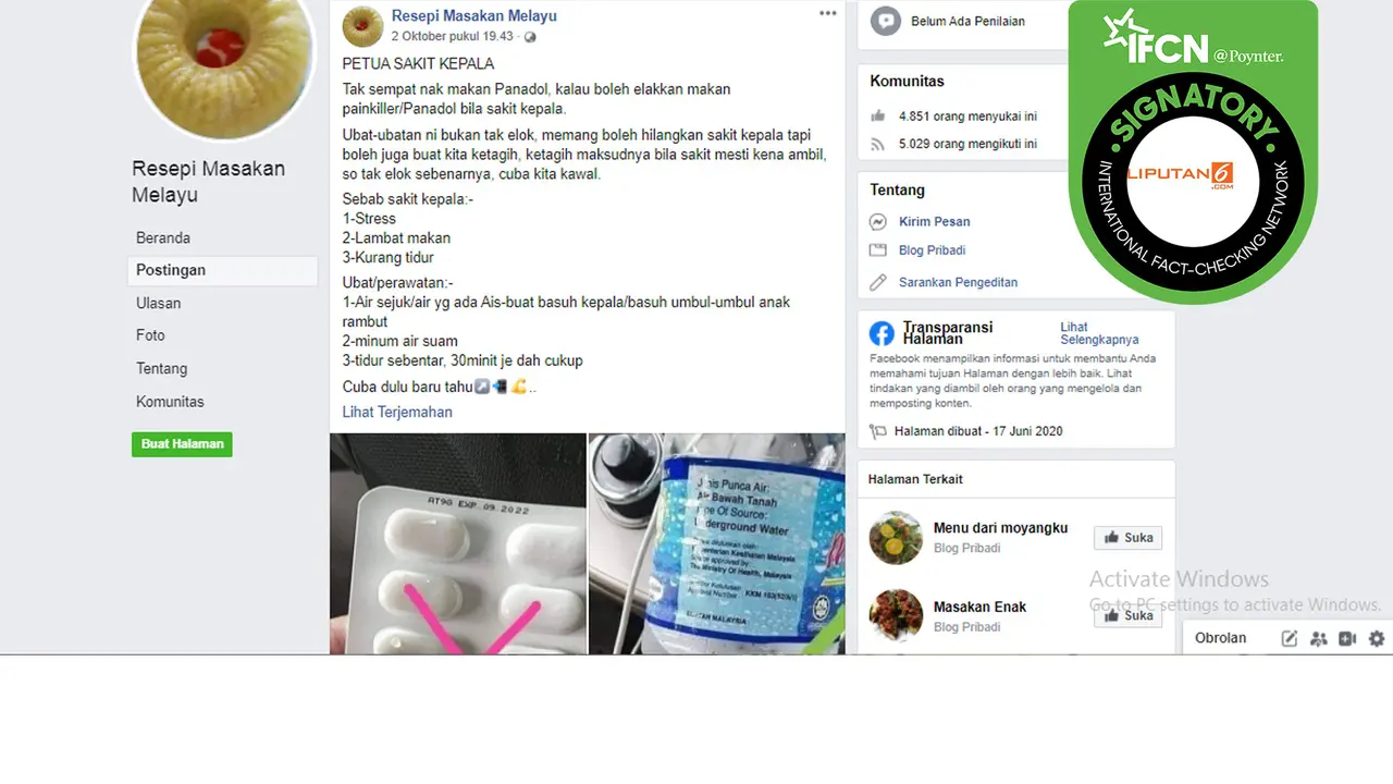 Hoaks Paracetamol