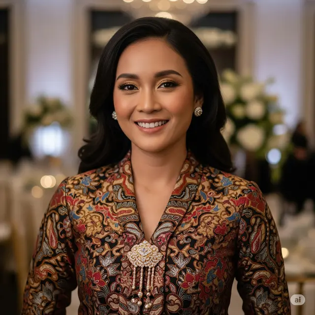 Tunik Batik Kombi Brokat Lengan Balon Motif Modern