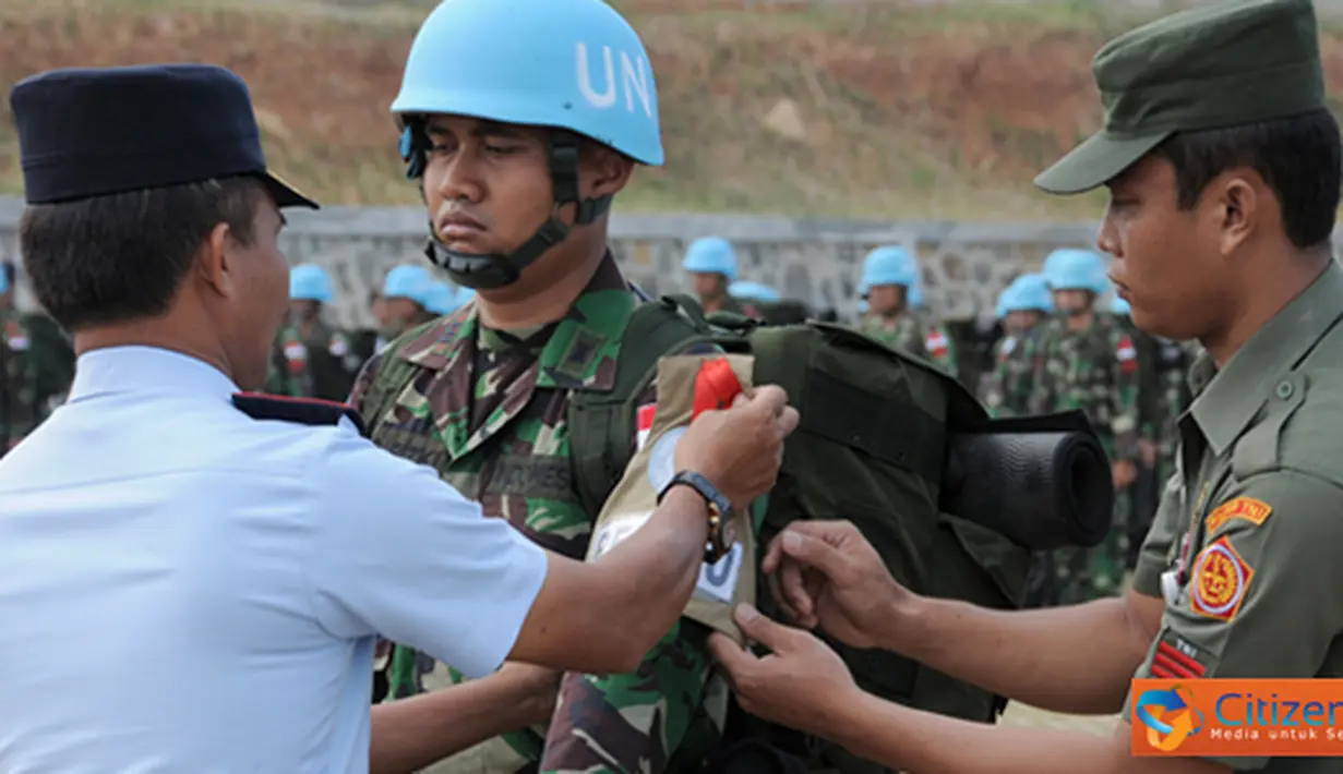 Citizen6, Bogor: Latihan penyiapan Satgas Kompi Zeni TNI ini diikuti oleh 342 personel yang terdiri dari 175 personel Kontingen Garuda XX-J/MONUSCO dengan Komandan Satgas Letkol Czi Arief Novianto. (Pengirim: Badarudin Bakri).
