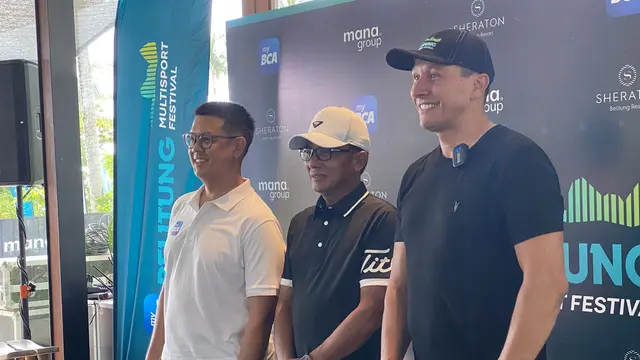 konferensi pers gelaran myBCA Belitung Multisport Festival 2026 di Sheraton Belitung Resort, Kep. Bangka Belitung (24/4/2026). (Liputan6.com/Tian)