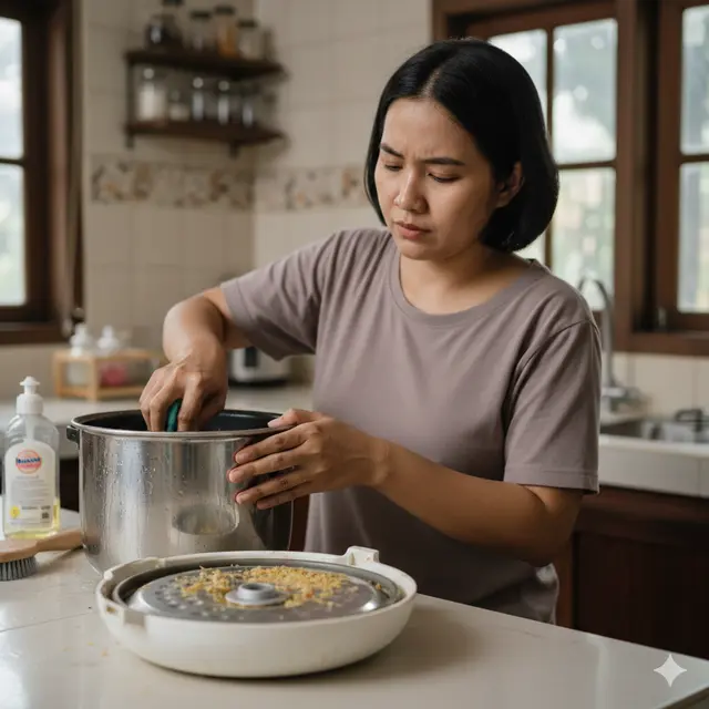 Kesalahan Umum Saat Membersihkan Rice Cooker (Foto: Gemini AI)