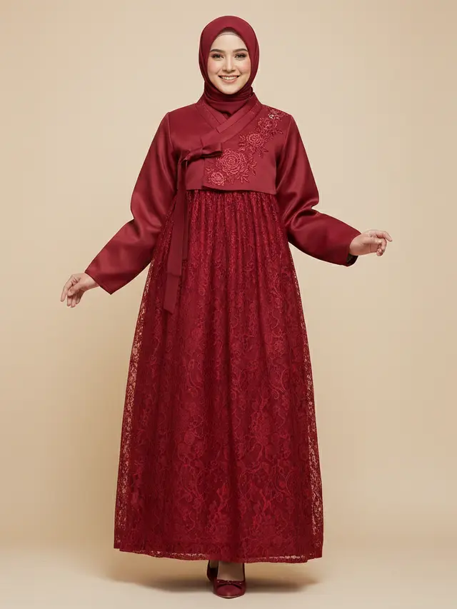 Model Gamis Hanbok Korea 2026 yang Syar'i. AI