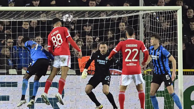 Foto: Sikat Club Brugge di Kandangnya, Benfica Tatap Perempatfinal Liga Champions 2022 / 2023