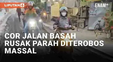 Proyek perbaikan jalan oleh pemerintah di Jombang rusak hingga viral. Bukan karena kualitas yang buruk, melainkan ulah nekat sejumlah pengendara. Sejumlah pengendara nekat melintas di jalan cor yang masih basah.