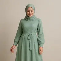 Gamis Brokat Islami Warna Sage (ChatGPT)