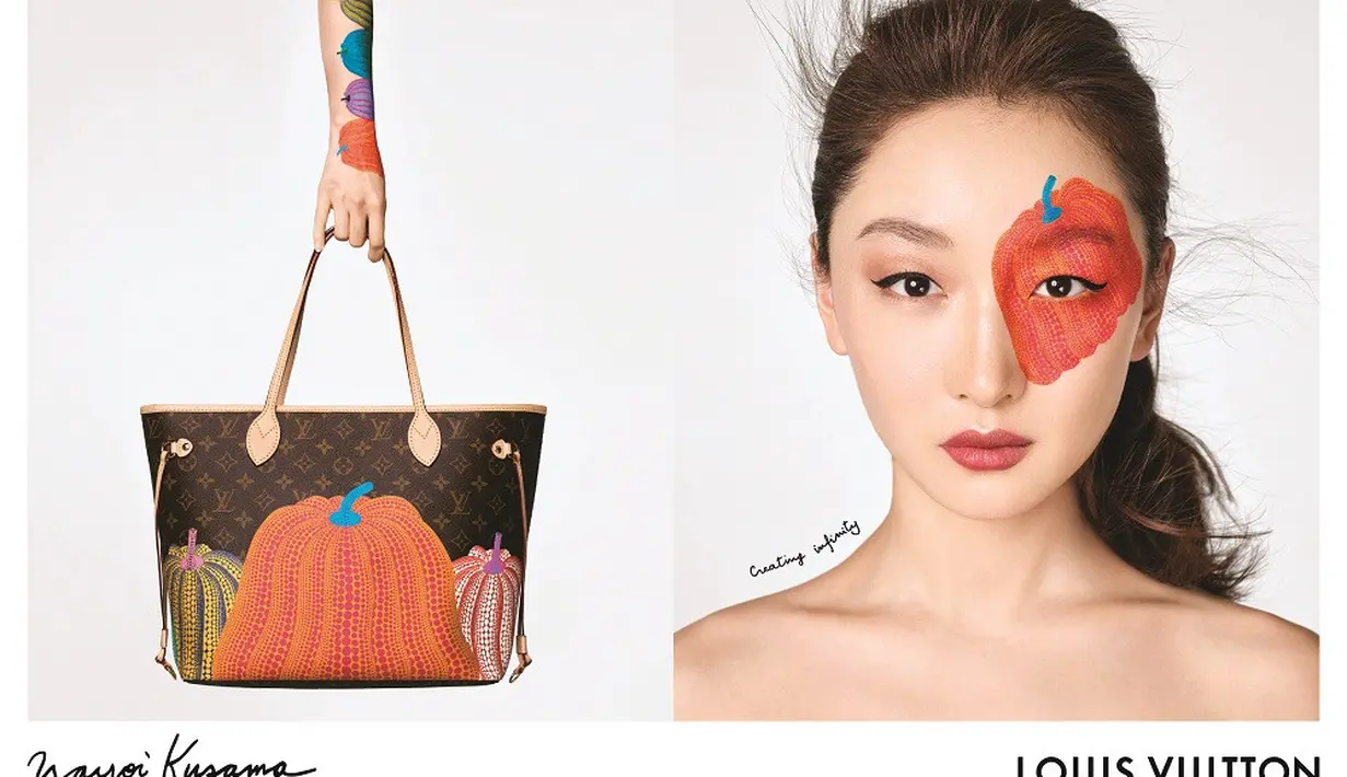 Mereka berpose untuk serangkaian potret lucu yang penuh warna dan ekspresionistik yang terinspirasi oleh beberapa motif paling khas dari Yayoi Kusama. Foto: Document/Louis Vuitton.