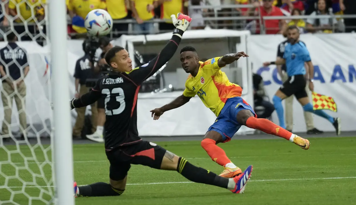 Tiga gol Kolombia diciptakan oleh Luis Diaz, Davinson Sanchez, dan Jhon Cordoba. (AP Photo/Matt York)