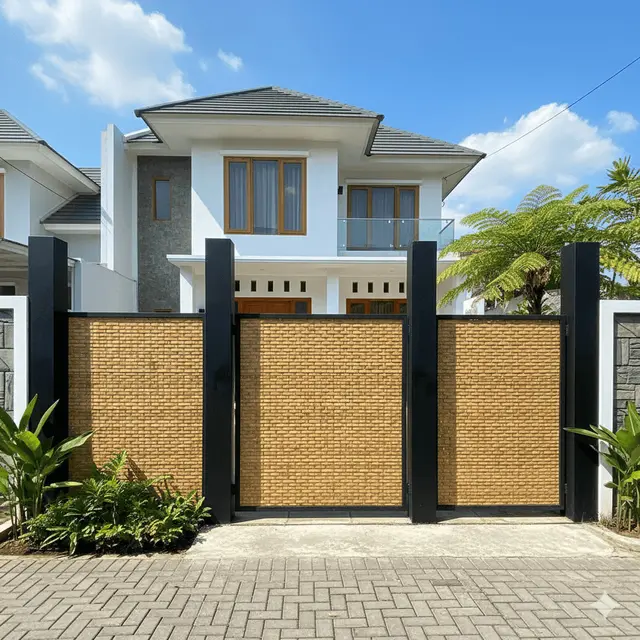 Model Pagar Besi Kombinasi Bambu Sintetis by Gemini