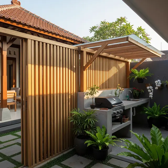6 Desain Pagar Belakang Dekat Area Dapur Outdoor, Rumah Nyaman dan Modern