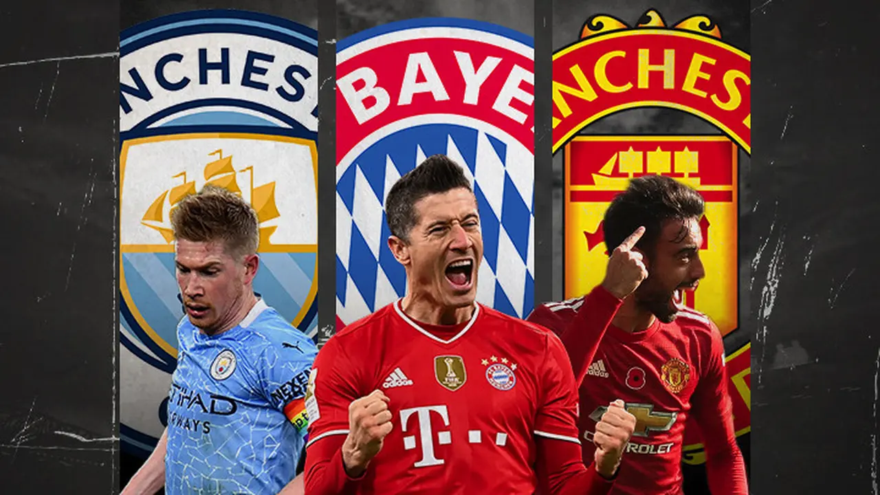 Kevin de Bruyne, Robert Lewandowski dan Bruno Fernandes