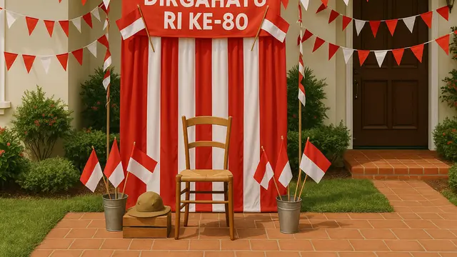 Ide Dekorasi Rumah untuk Peringatan Hari Kemerdekaan 17 Agustus 1945 HUT RI ke-80/Ilustrasi Gambar AI