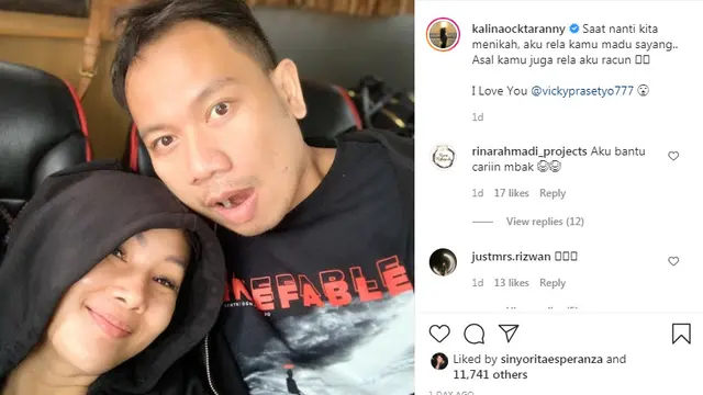 Kalina Ocktaranny siap dimadu oleh Vicky Prasetyo