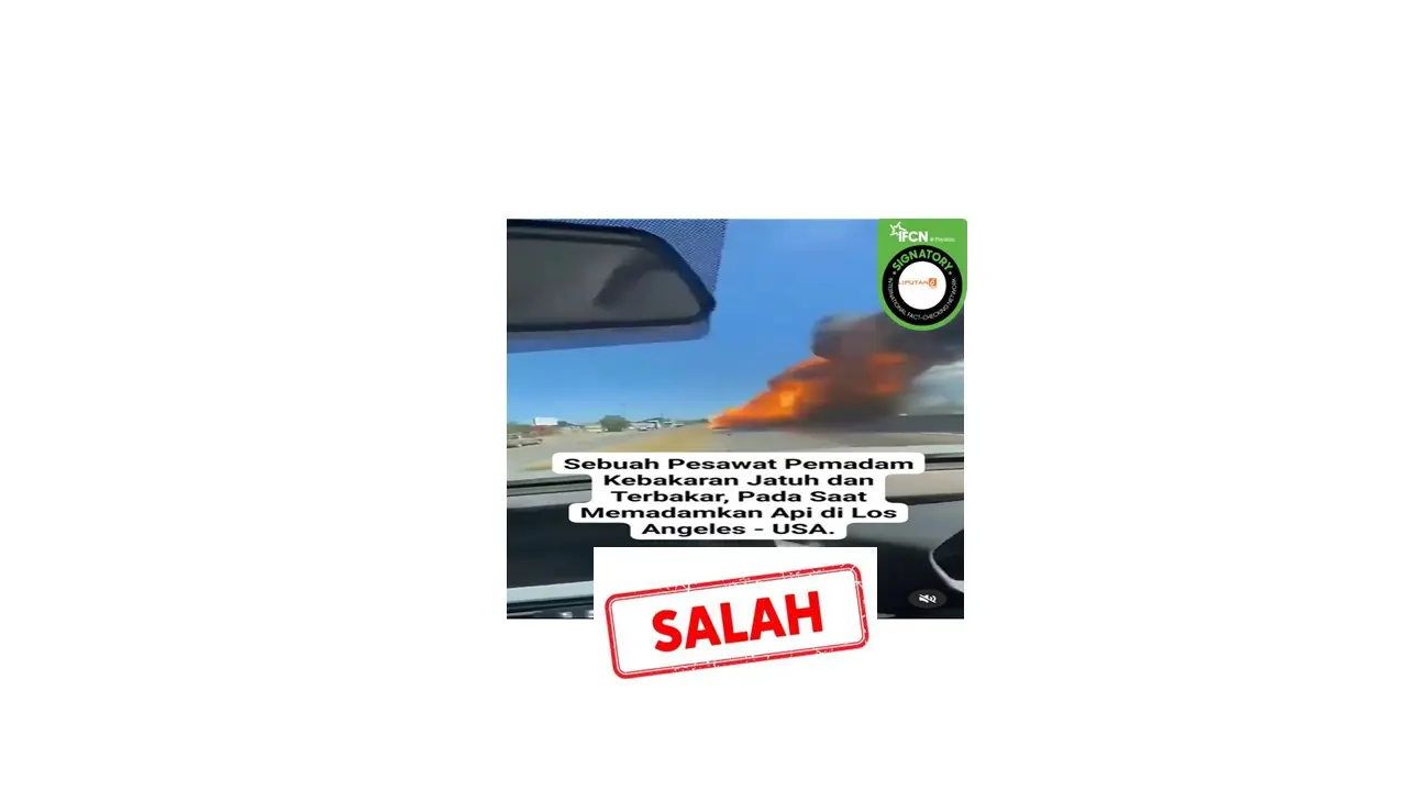 Cek fakta pesawat pemadam kebakaran jatuh di California, AS