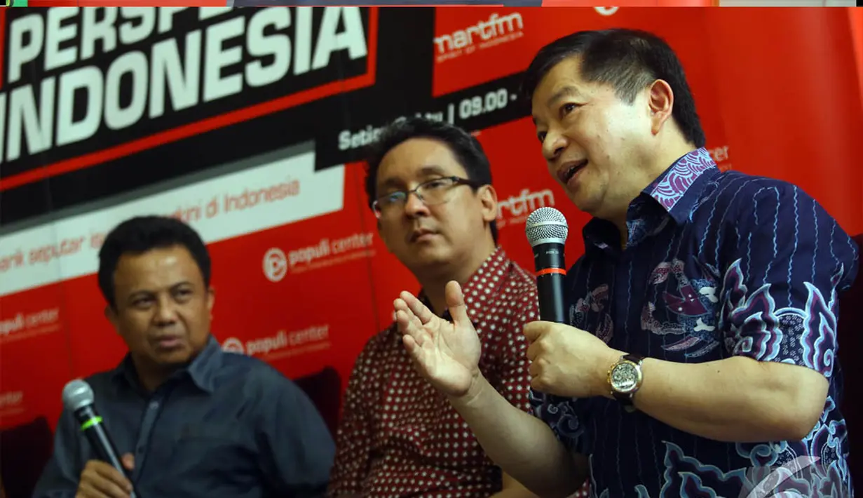 Politikus PPP, Suharso Monoarfa menyarankan agar seluruh transaksi yang ada di Indonesia tidak menggunakan dolar Amerika,  Jakarta, Sabtu (20/12/2014). (Liputan6.com/Johan Tallo) 