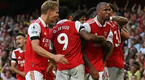 Setelah melewati pekan ke-10 Liga Inggris musim 2022/2023 ini, Arsenal menjelma menjadi kekuatan super yang sementara memuncaki klasemen sementara. Performa apik The Gunners tak lepas dari penampilan memukau 3 pemain bernama depan Gabriel, Gabriel Jesus, Gabriel Martinelli dan Gabriel Magalhaes. Termasuk mereka, ada 8 pemain bernama depan Gabriel yang pernah bermain di Liga Inggris. Siapa saja? Berikut uraiannya. (AFP/Glyn Kirk)