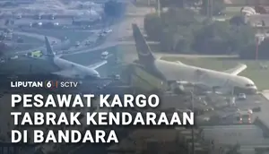Pesawat Kargo Tabrak Kendaraan di Bandara