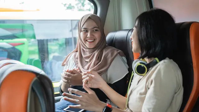 Ilustrasi mudik dengan bus.