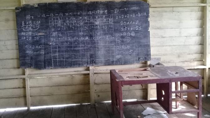 Ruangan di SD Kaibusene, Kabupaten Mappi. (Liputan6.com/Katharina Janur/Diana Da Costa)