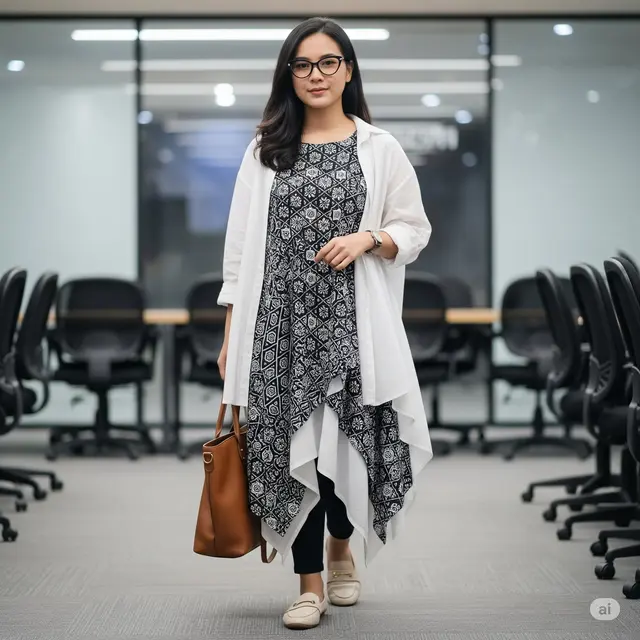 Outfit Dress Batik Batwing Modern. Foto: Gemini
