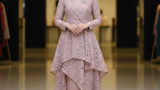 Model Gamis Blazer Brokat untuk Wanita 50 Tahun
