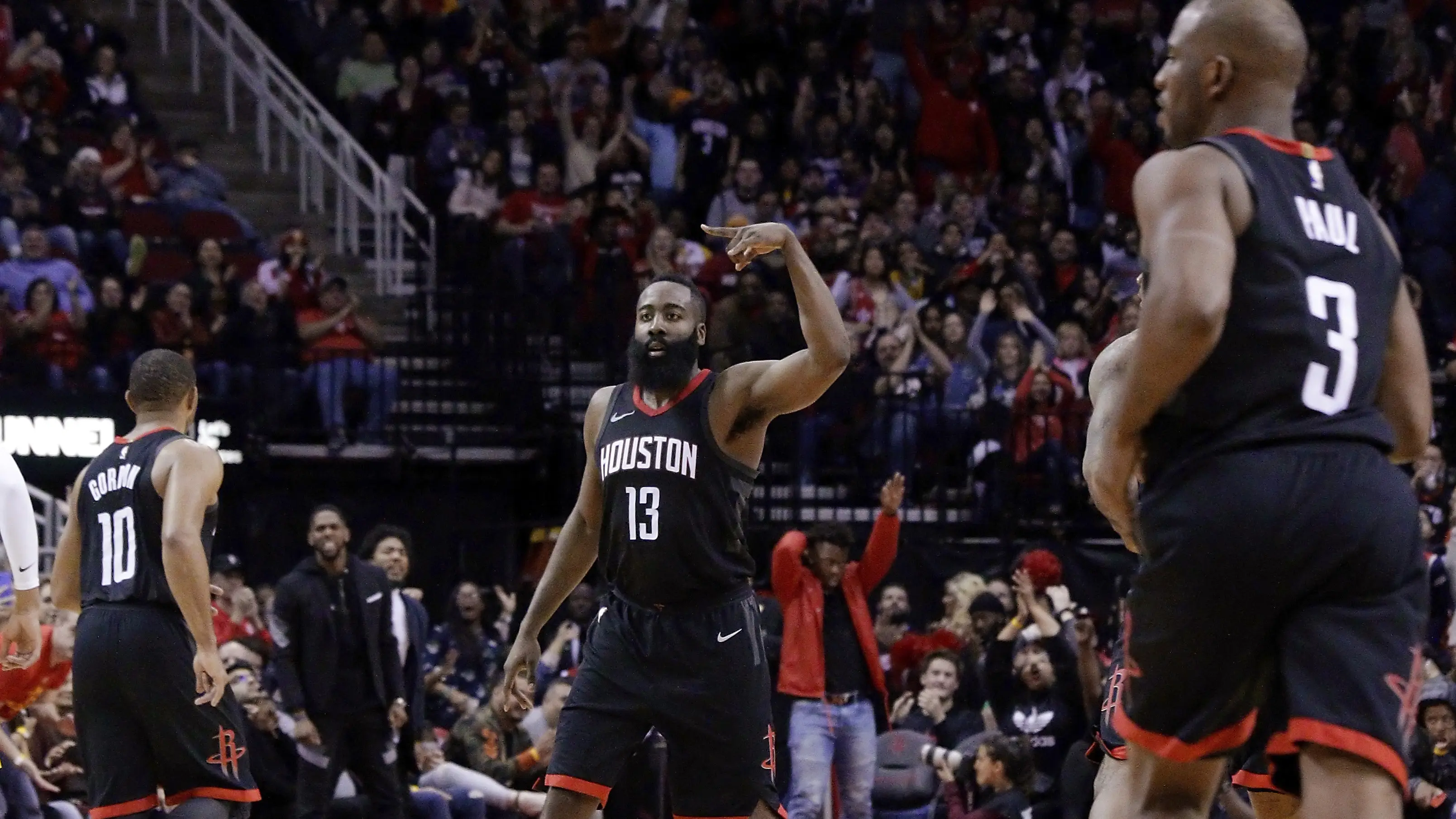 Guard Houston Rockets James Harden.  (AP/Michael Wyke)