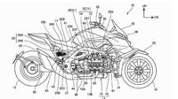 Gambar Honda roda tiga hybrid dalam dokumen paten (Foto: Rideapart).