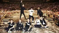 EXO sukses menorehkan kenangan indah bagi para penggemarnya di Tanah Air lewat konser EXO Planet 2 The Exolusion [foto: twitter/exonationsg]