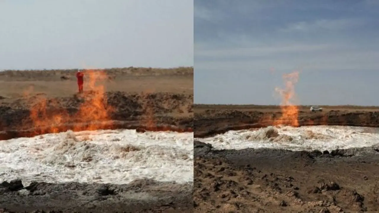 Ngeri, Turkmenistan Punya Kawah Berapi yang Menyala Di Atas Air