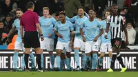 Raheem Sterling mencetak gol untuk Manchester City pada laga melawan Newcastle United di Premier League. (doc. Manchester City)