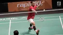 Pebulu tangkis Indonesia Christie Jonatan mengembalikan kok lawan saat melawan Malaysia dalam laga perempat final Sea Games 2017 di Axiata Arena, Kuala Lumpur, Malaysia, Rabu (27/8). Indonesia menang dengan skor 21-13. (Liputan6.com/Faizal Fanani)