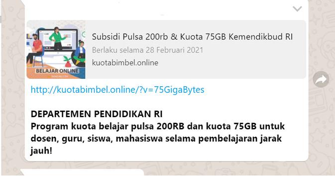 Informasi pendaftaran subsidi pulsa Rp 200 ribu dan kuota 35 GB untuk belajar jarak jauh dari Kemendikbud