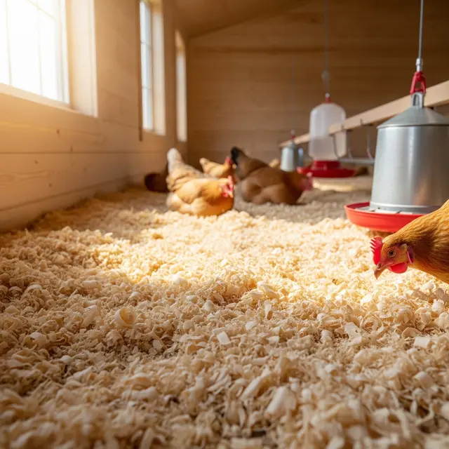 Serutan kayu untuk kandang ayam (Image by Gemini AI)